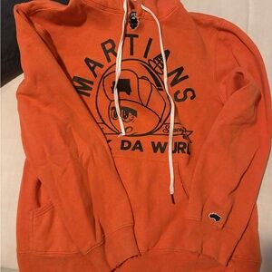 Trukfit Orange Graphic Pullover Hoodie with Black Print